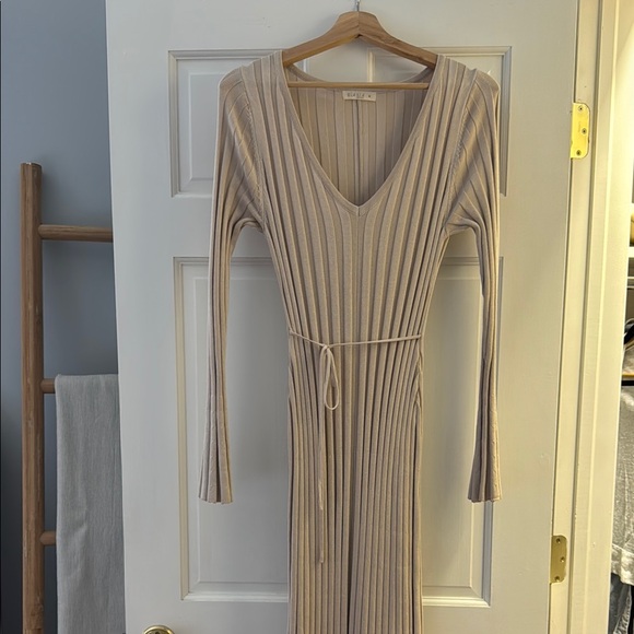 ILLA ILLA Dresses & Skirts - Pinkblush Taupe Ribbed Maternity Knit Maxi Dress